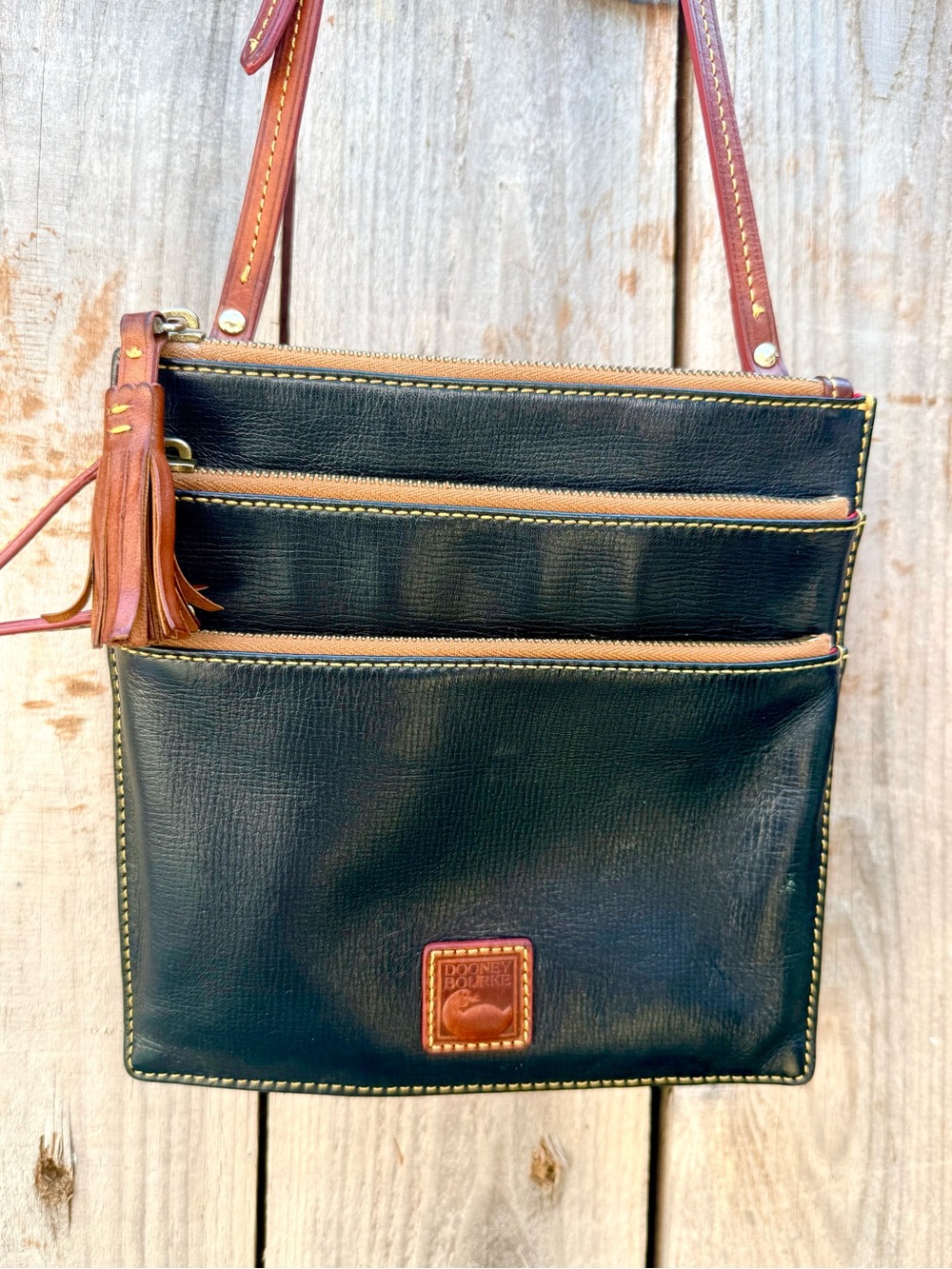 Dooney & Bourke Florentine Leather Triple Zip Crossbody Bag